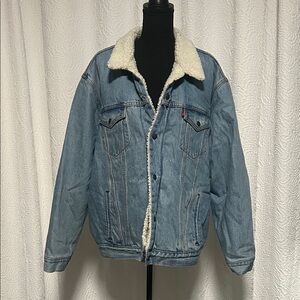 Levi's Blue Denim Jacket with White Sherpa Lining